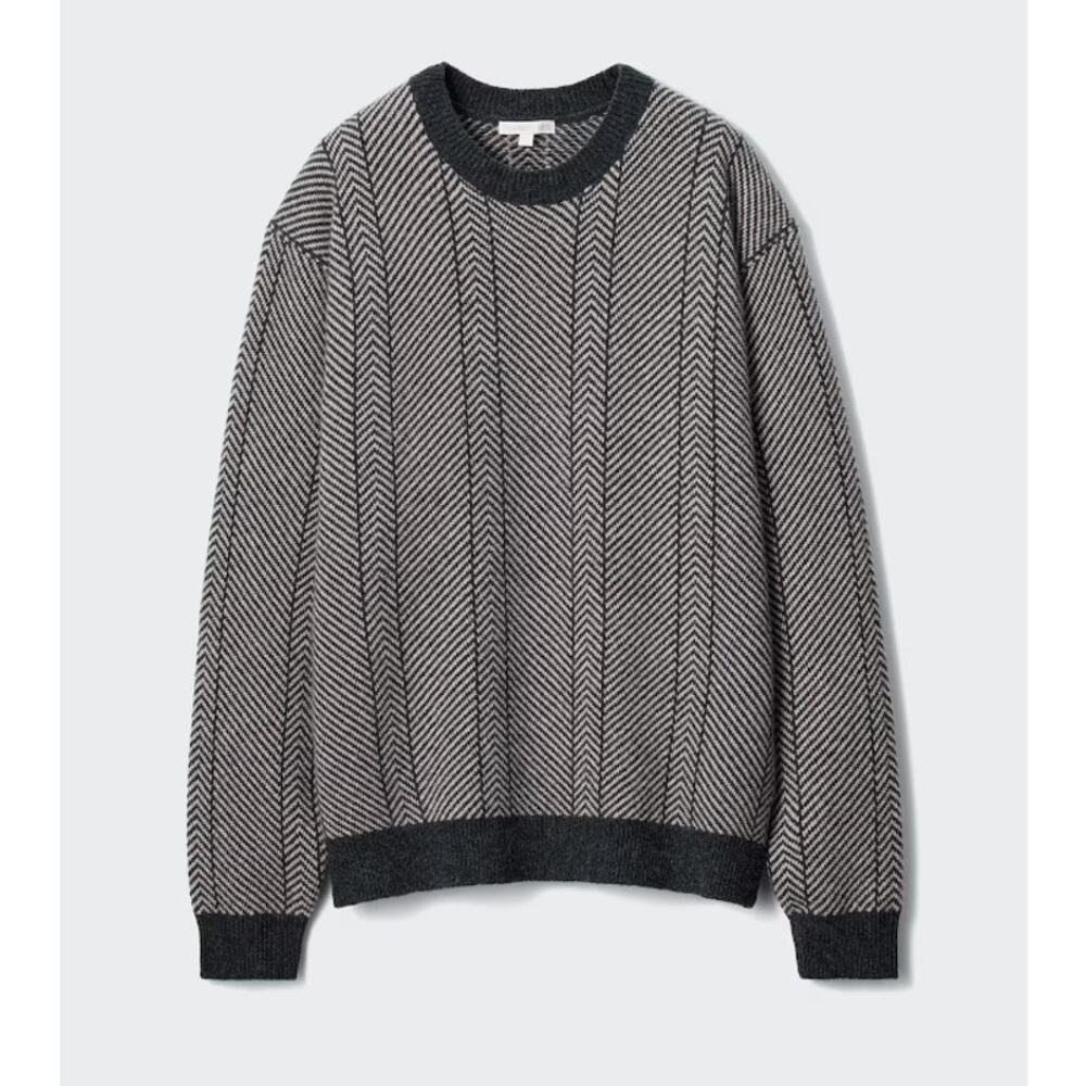Uniqlo JW Anderson Lambswool Herringbone Sweater in Dark Gray